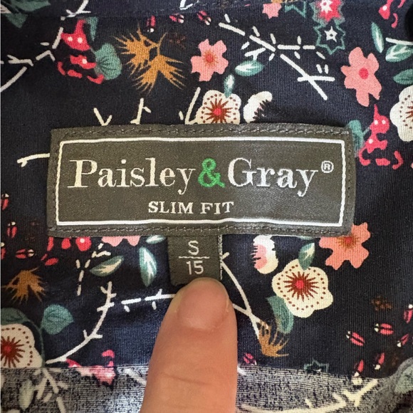 Paisley & Gray Floral Navy Men's Button Down Slim Fit Small 15 - Picture 6 of 9